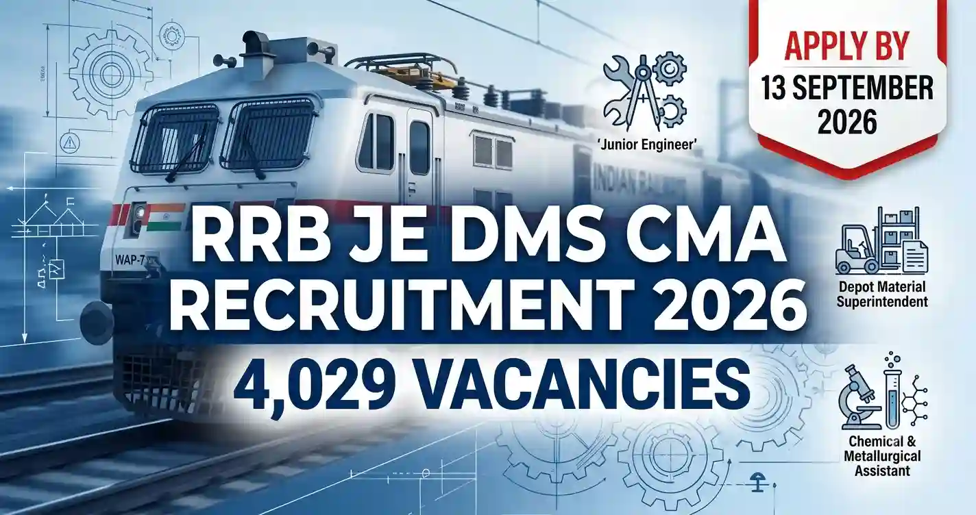 RRB JE DMS CMA Recruitment 2026 – 4,029 Vacancies