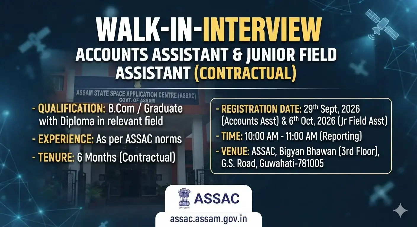 ASSAC Recruitment 2026: Apply for Accounts Assistant & Junior Field Assistant Posts – Walk-in Interview