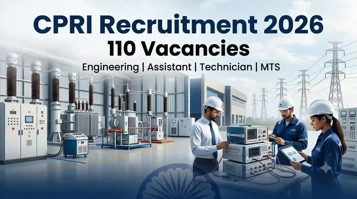 CPRI Recruitment 2026 – 110 Engineering, Assistant, Technician & MTS Posts