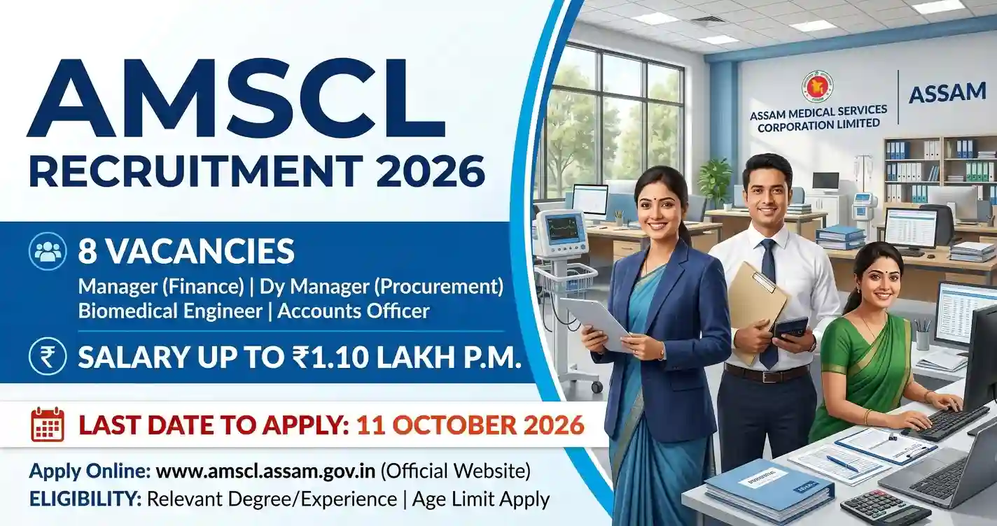 AMSCL Recruitment 2026 – 8 Vacancies, Salary Up to ₹1.10 Lakh, Apply Online