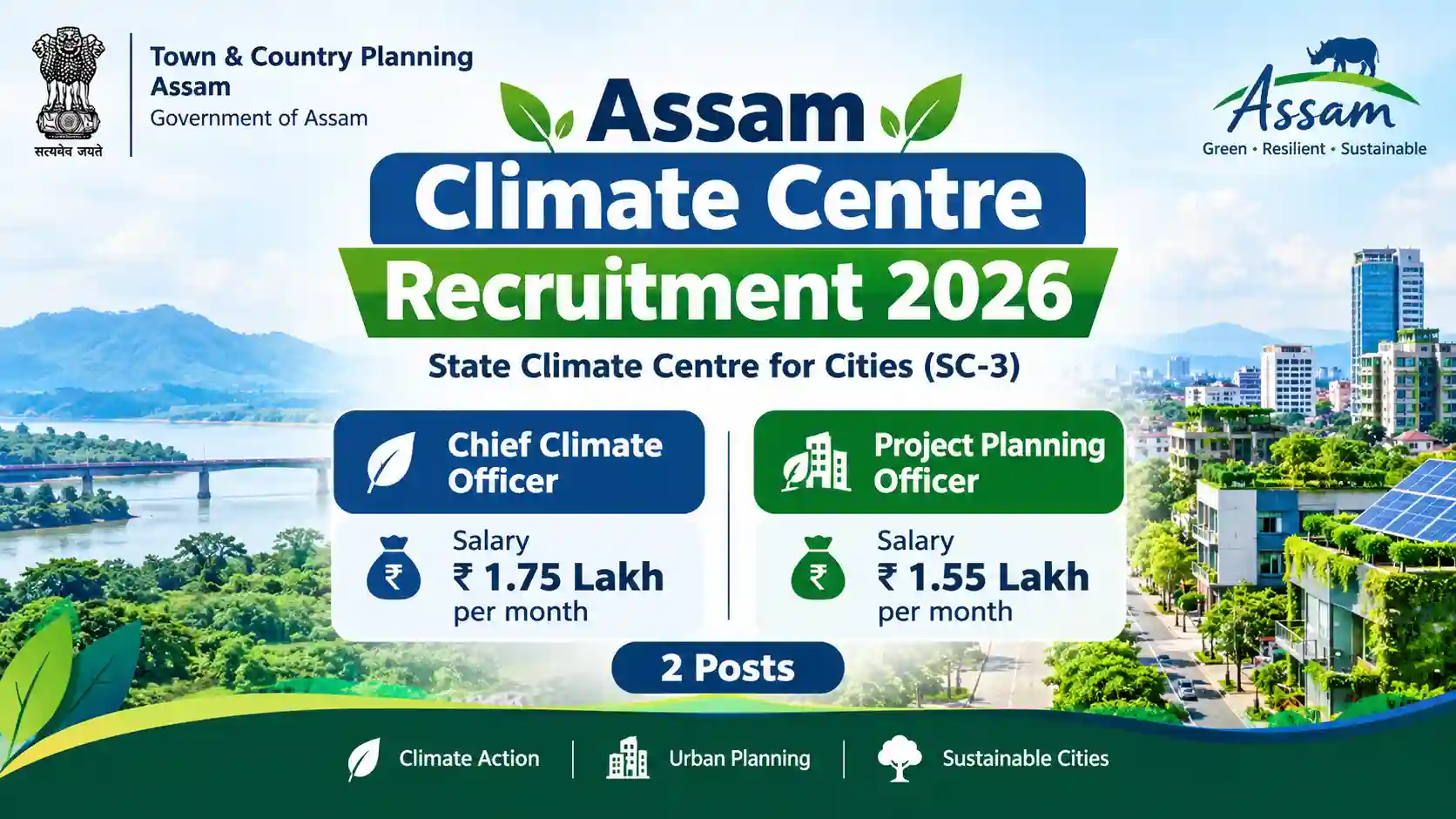 Assam Climate Centre Recruitment 2026 – Apply for Chief Climate Officer & Project Planning Officer