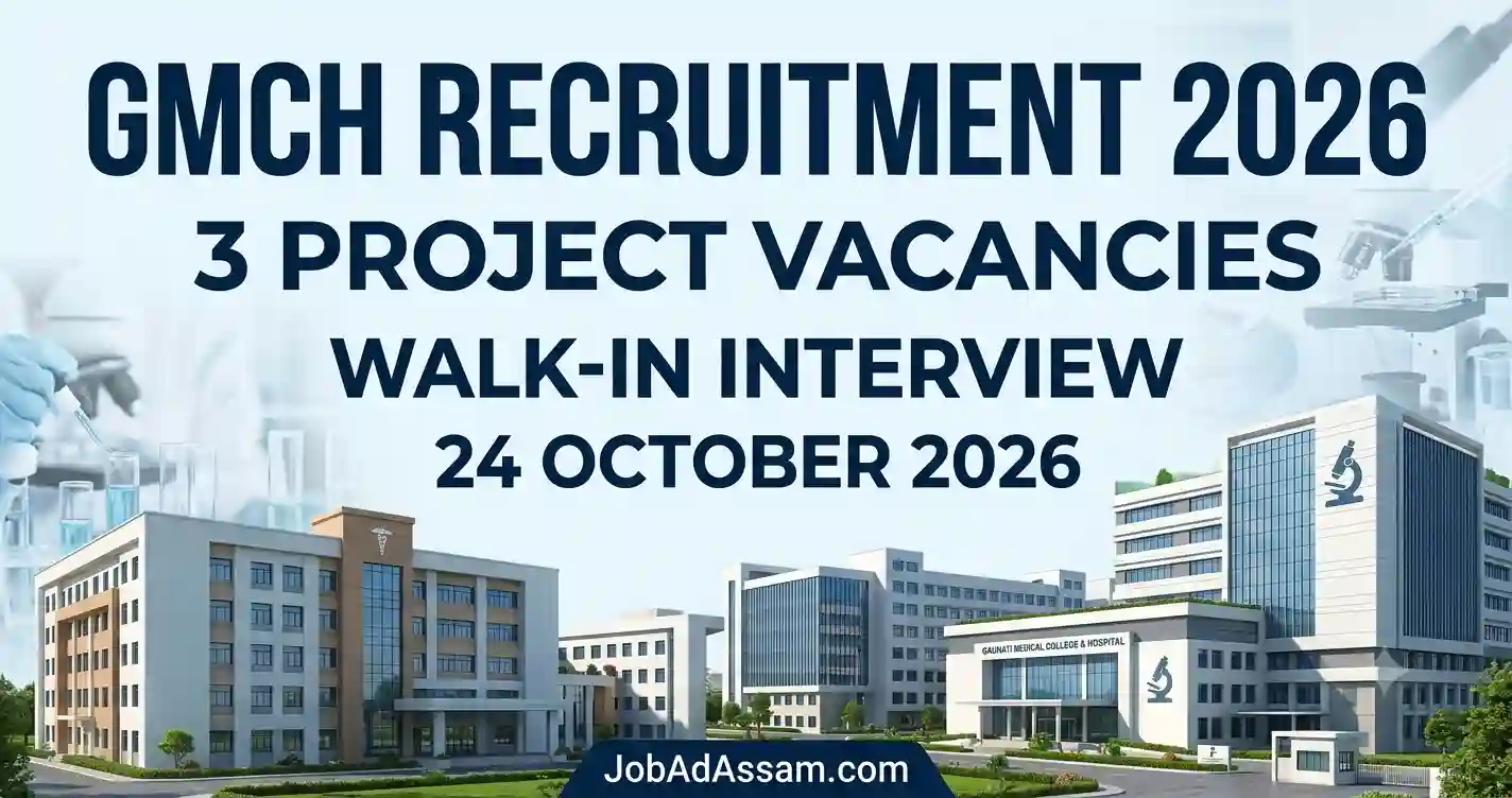 Gauhati Medical College Recruitment 2026: 3 Project Vacancies, Walk-in Interview on 24 October