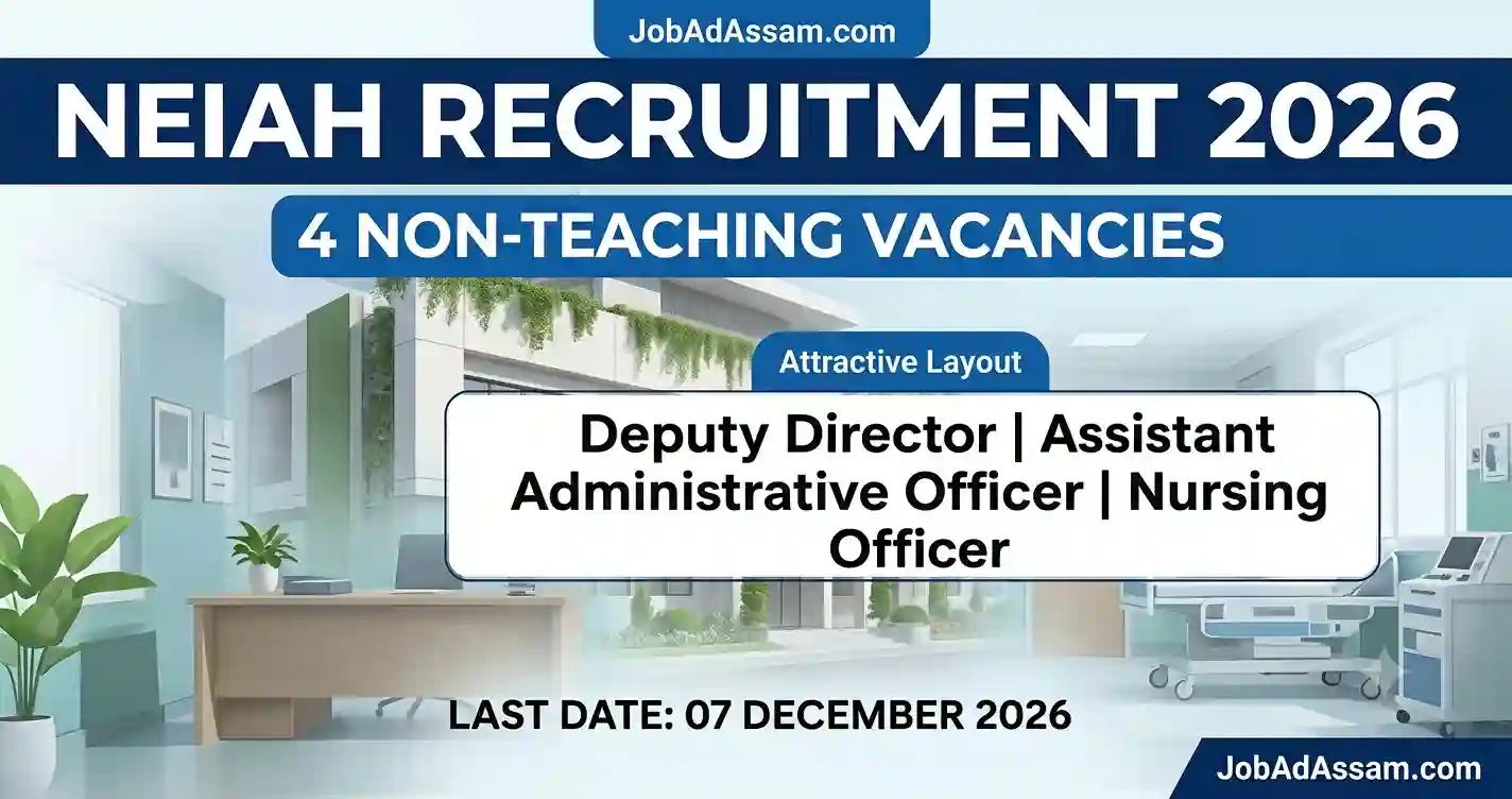 NEIAH Shillong Recruitment 2026: Apply for 4 Deputy Director, Assistant Administrative Officer & Nursing Officer Posts